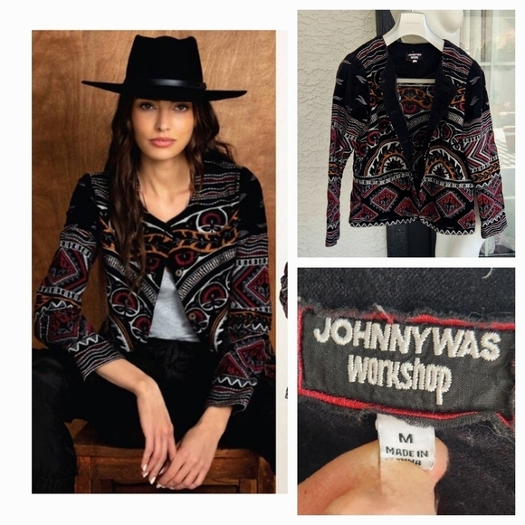 Johnny Was Workshop Blair Velvet Embroidered Statement Blazer‎ Coat Jacket Small - Picture 1 of 9